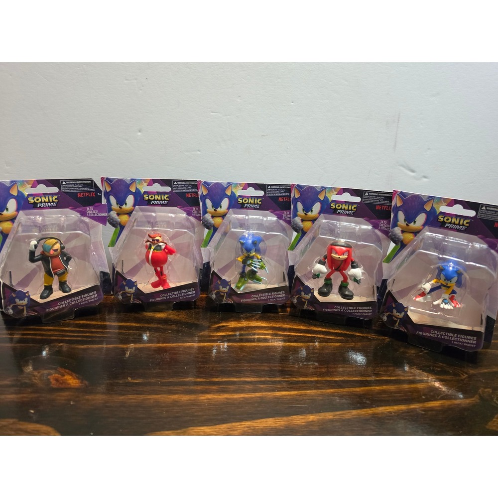 Sonic Prime Netflix Collectible Figures Lot of 5 Sonic Knuckles Dr Eggman NEW